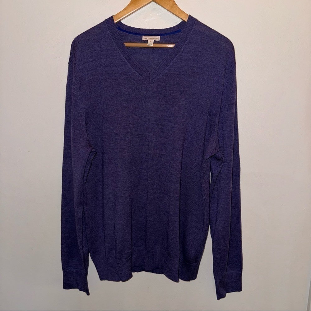 Gap Extra Fine Merino Wool Men’s V-neck Purple Sweater Size Extra Large